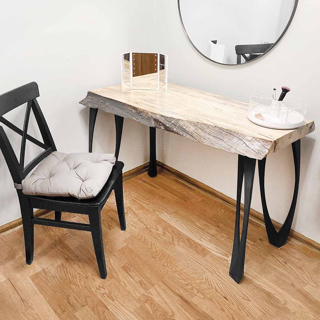 Desk Legs Metal 505 Udo 28.2" H for Dining Live Edge Tabletop