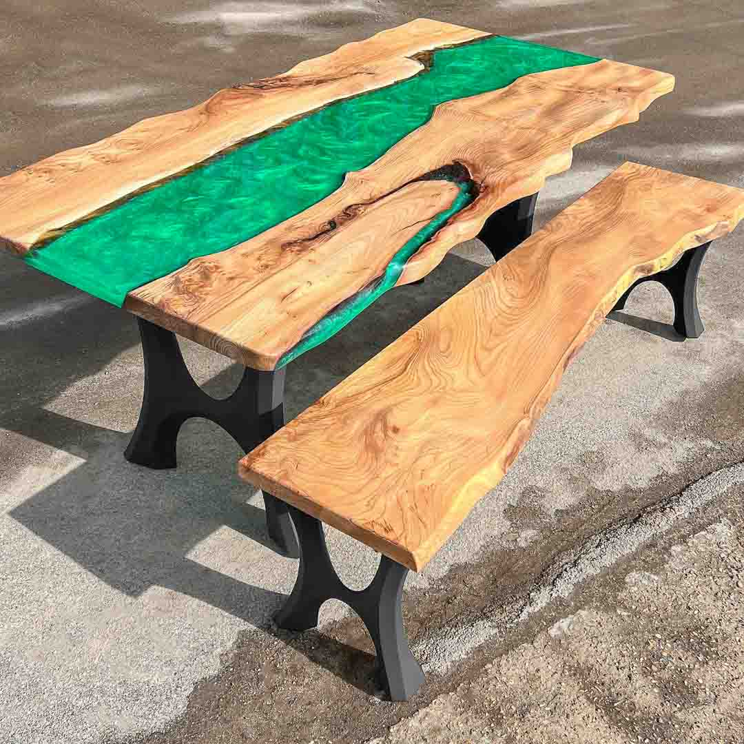 Bench Legs 103 Haru 16.3" H for Dining Live Edge Tabletop