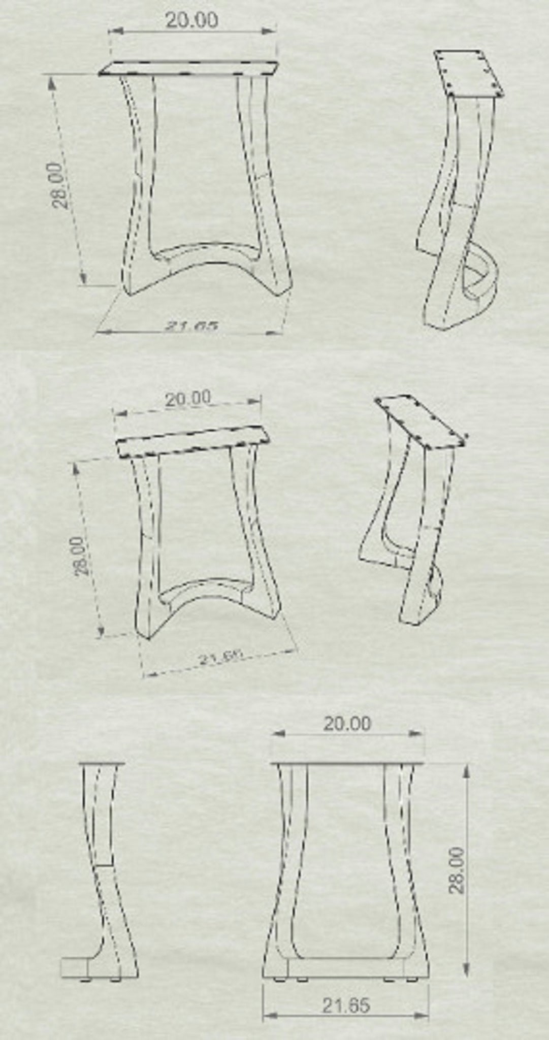 Table Legs 436 Uzar 28" H Metal DIY Dining Furniture Legs