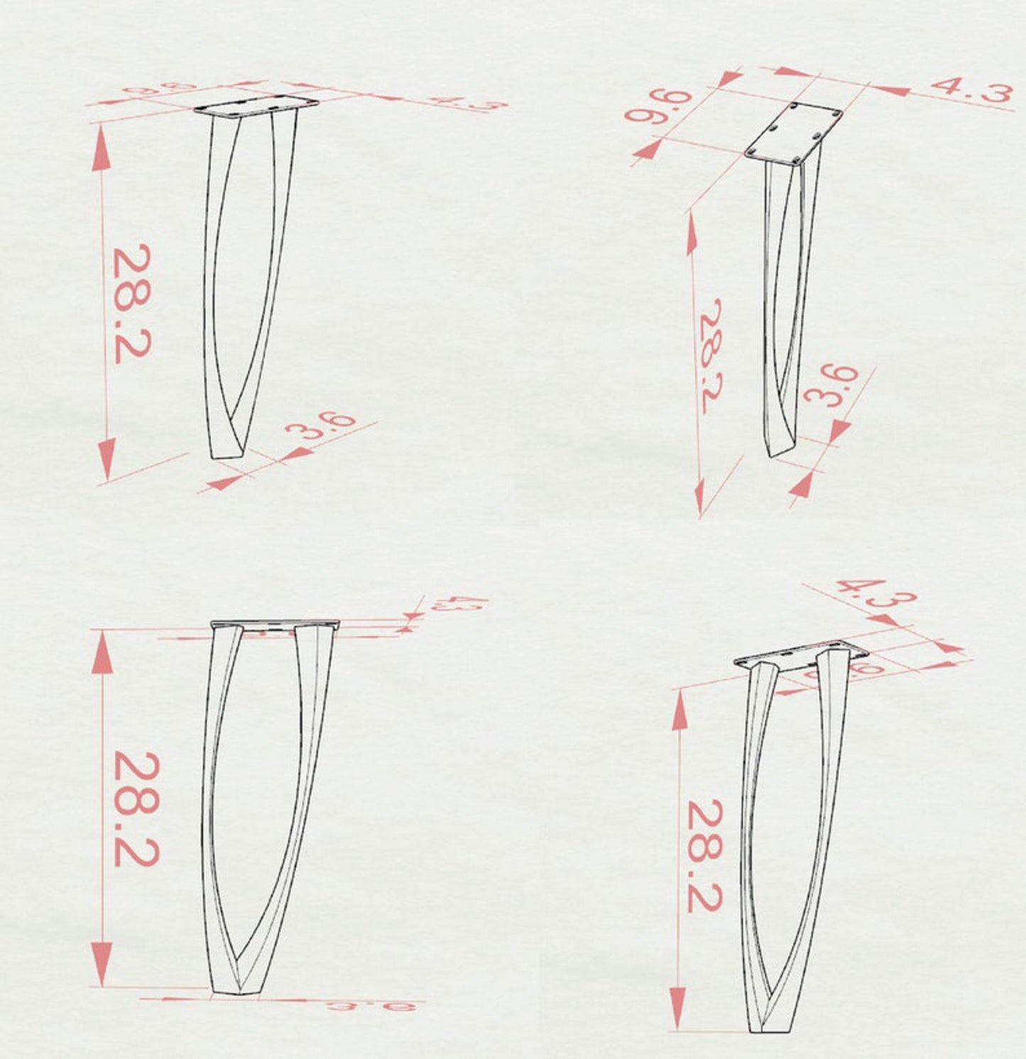 Desk Legs Metal 505 Udo 28.2" H for Dining Live Edge Tabletop