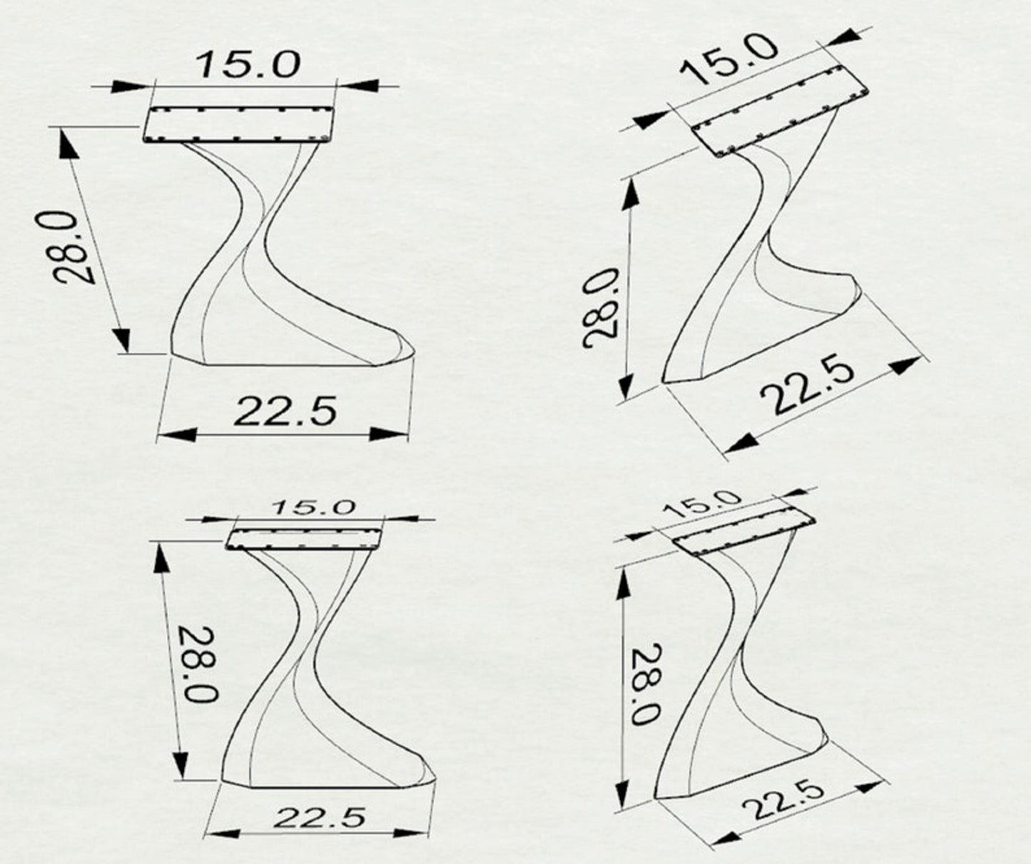 Furniture Legs 415 Botas 28" H Metal Dining Table Legs