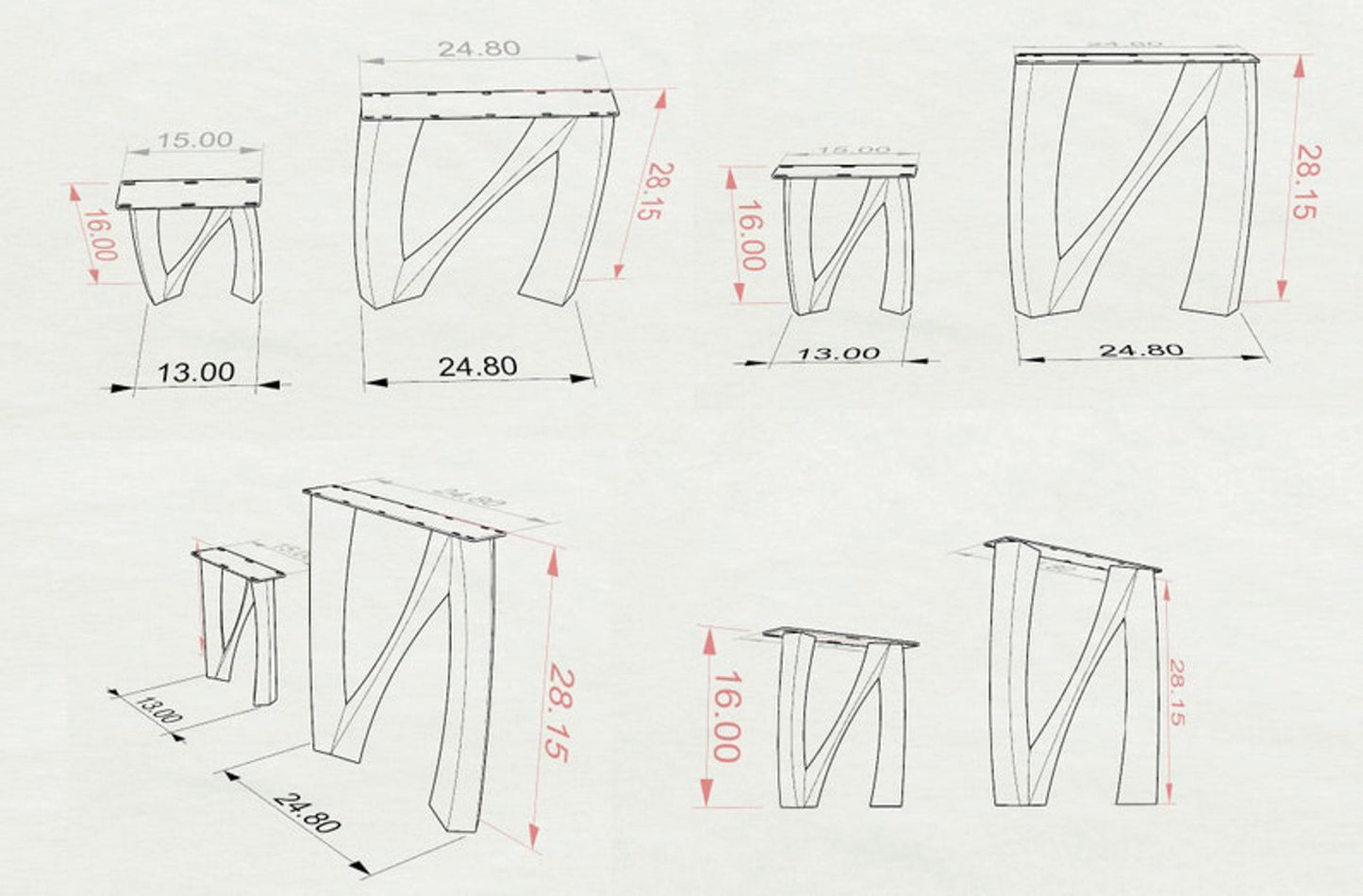 Furniture Legs 407 Norah 28" H Metal DIY Dining Table Legs