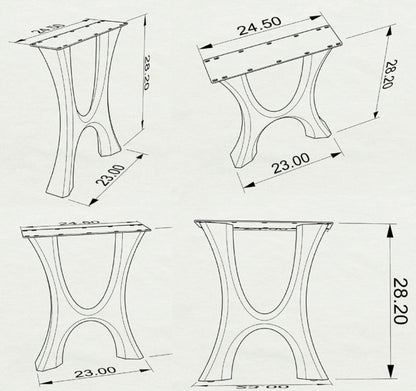 Table Legs 405 Haru 28.2" H Metal Dining Furniture Legs