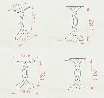 Console Table Legs 207 Curva 28" H Metal Furniture for Modern Custom Style
