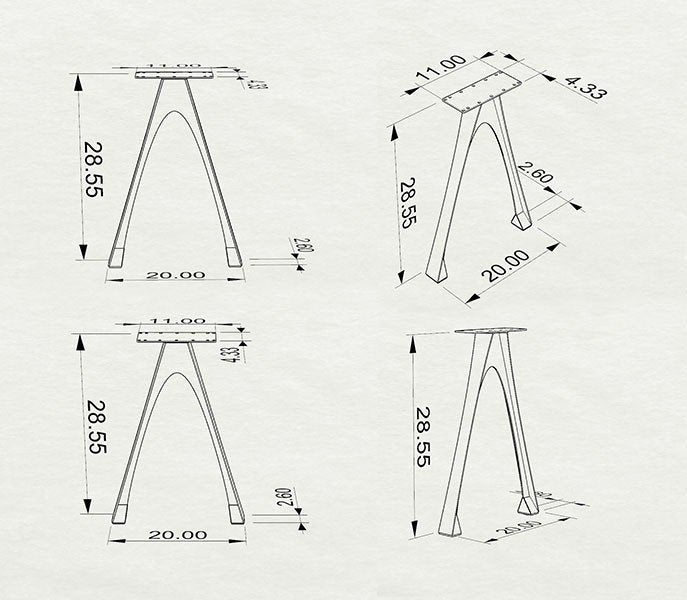Desk Legs 434 Arlo 28.6" H for Wooden Tabletop