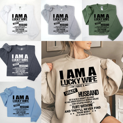 "I Am A Lucky Wife" Bold Lettering Pullover – Trendy Aesthetic Sweatshirt