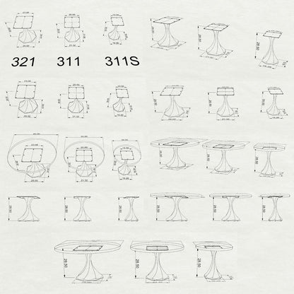 311S Lithe 28" H Tulip Dining Table Base - Small