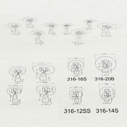 Table Base 316 Tulipe 28" H for Round Tabletop Dining