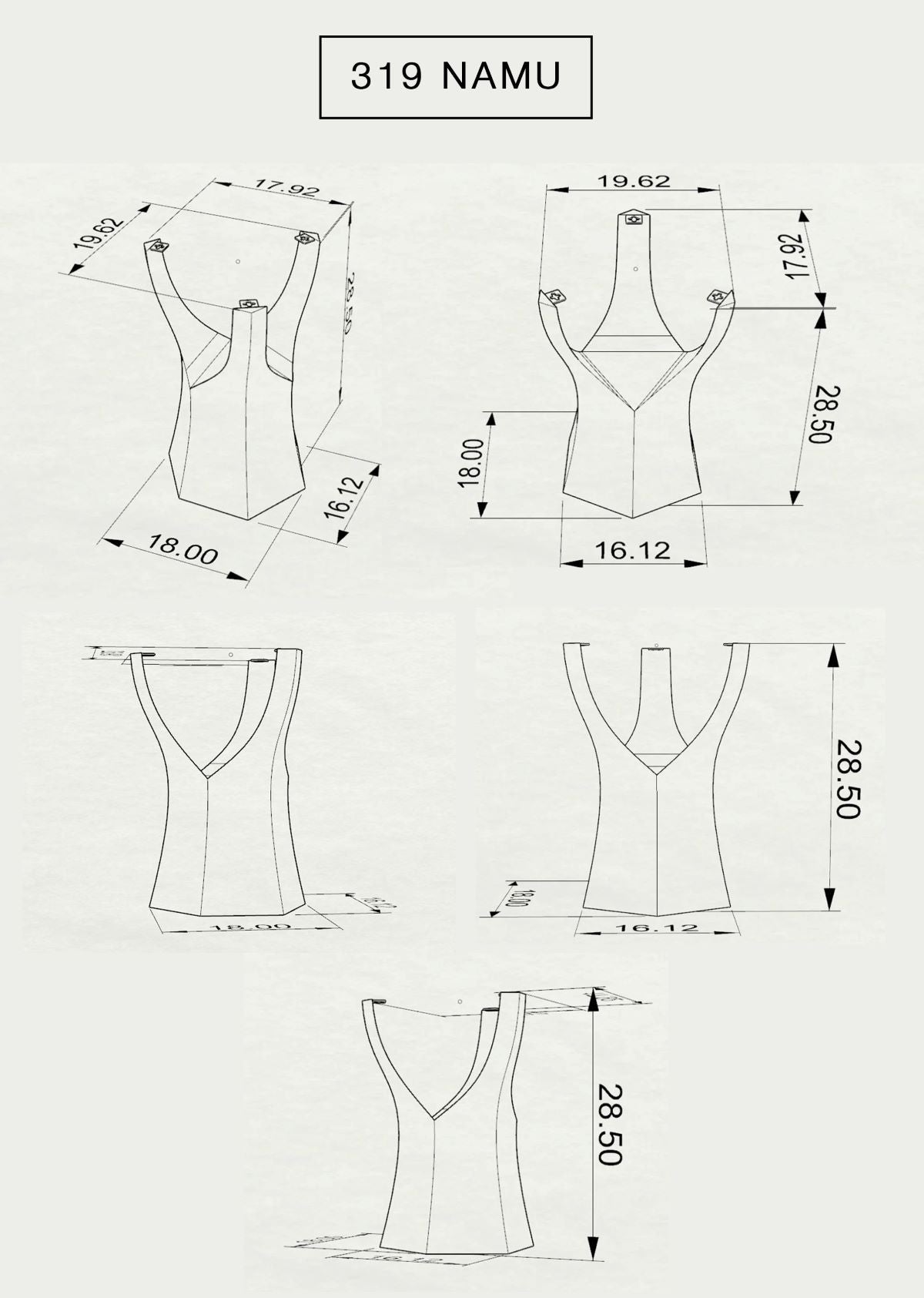Table Base 319 Namu 28" H Metal Kitchen Design Furniture