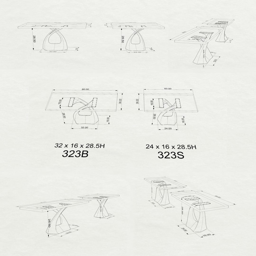 Table Base 323 Tulipe 28" H Modern Style Handcrafted Stand