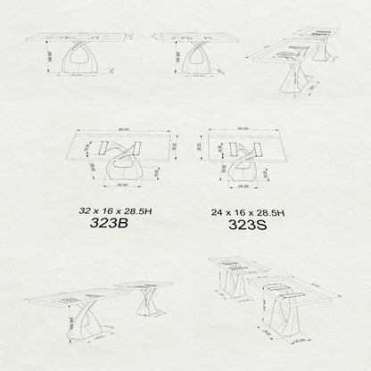Table Base 323 Tulipe 28" H Modern Style Handcrafted Stand