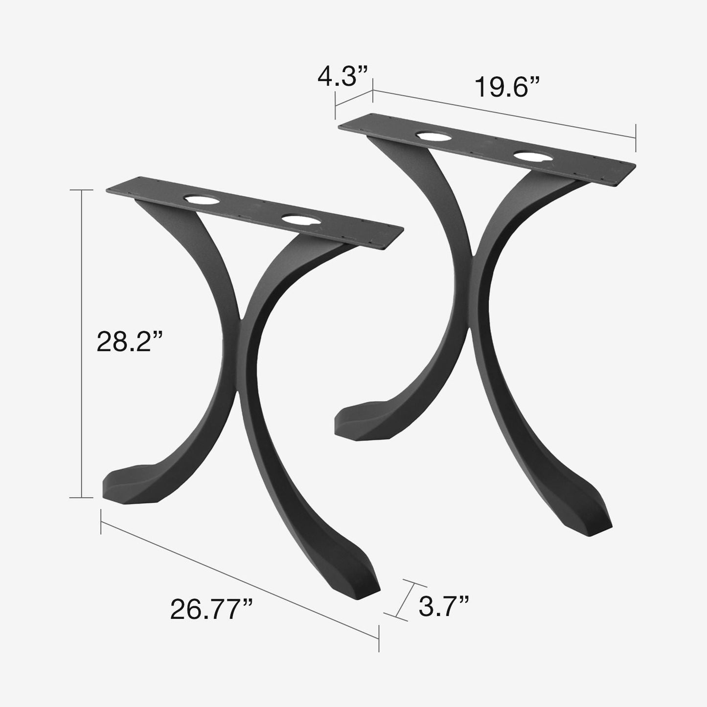 Table Legs 421 Xeni 28.2" H X-Shaped Metal Dining Furniture
