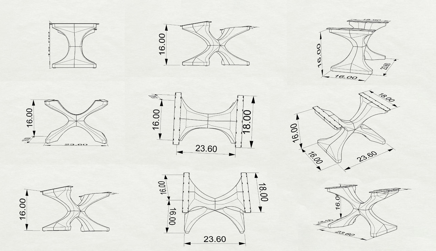 Coffee Table Base 221 Xerxes 16" H Metal DIY Furniture